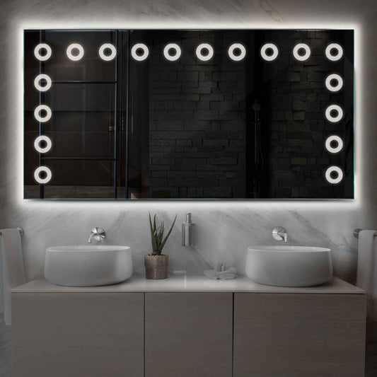 Horizontal LED Mirror | Wall Switch Control | Neutral White Light - Reyze Minimal Series Model 4