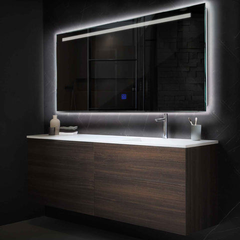 Horizontal LED Mirror | Touch Button | Neutral White Light - Reyze Minimal Series Model 5