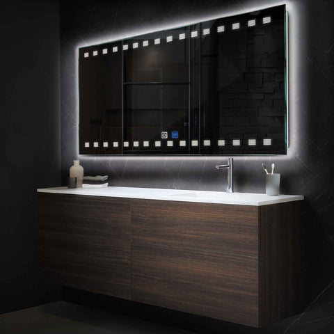 Horizontal LED Mirror | Touch Buttons | Anti-Fog Function | Neutral White Light - Reyze Minimal Series Model 6