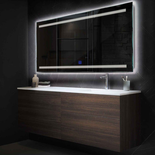Horizontal LED Mirror | Touch Button | Neutral White Light - Reyze Minimal Series Model 8