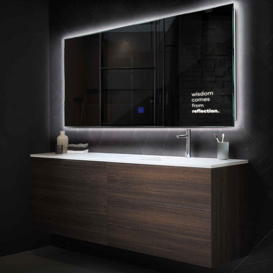 Horizontal LED Mirror | Touch Button | Neutral White Light - Reyze Motivated Series Model 1
