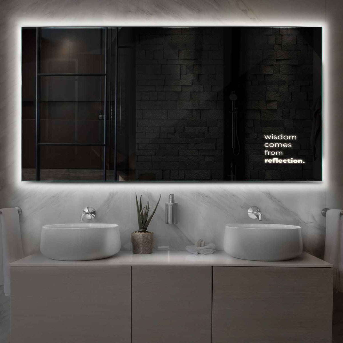 Horizontal LED Mirror | Wall Switch Control | Neutral White Light - Reyze Motivated Series Model 1