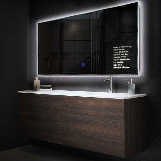 Horizontal LED Mirror | Touch Button | Neutral White Light - Reyze Motivated Series Model 2