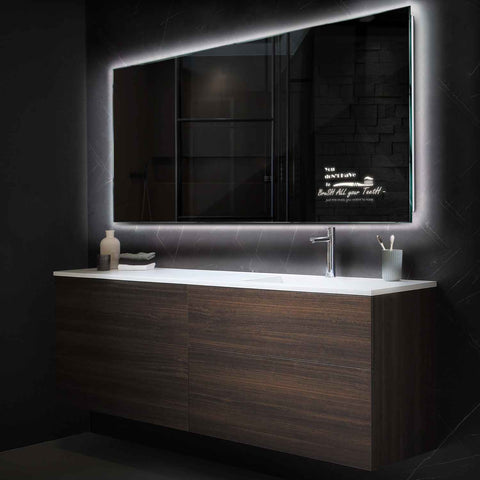 Horizontal LED Mirror | Wall Switch Control | Neutral White Light - Reyze Motivated Series Model 3