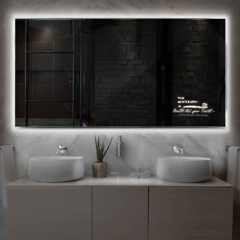 Horizontal LED Mirror | Wall Switch Control | Neutral White Light - Reyze Motivated Series Model 3