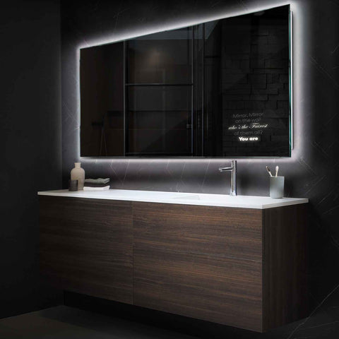 Horizontal LED Mirror | Wall Switch Control | Neutral White Light - Reyze Motivated Series Model 4