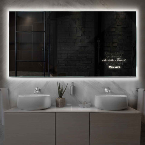 Horizontal LED Mirror | Wall Switch Control | Neutral White Light - Reyze Motivated Series Model 4