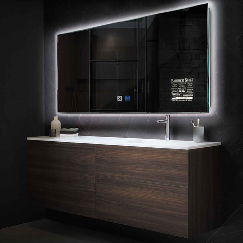 Horizontal LED Mirror | Touch Buttons | Anti-Fog Function | Neutral White Light - Reyze Motivated Series Model 5