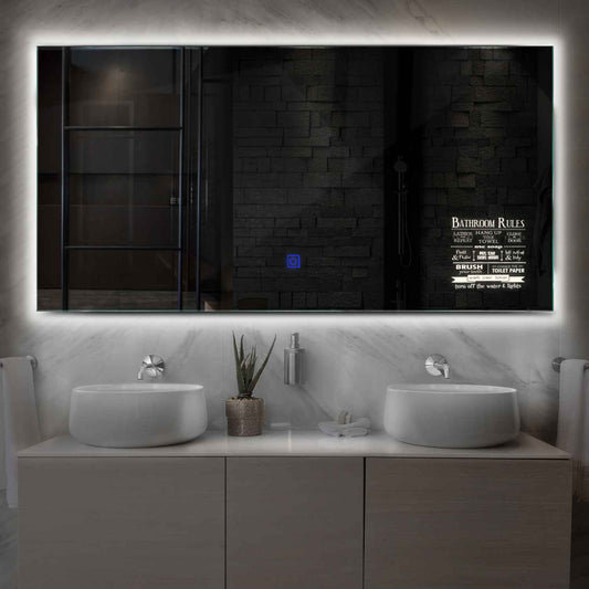 Horizontal LED Mirror | Touch Button | Neutral White Light - Reyze Motivated Series Model 5
