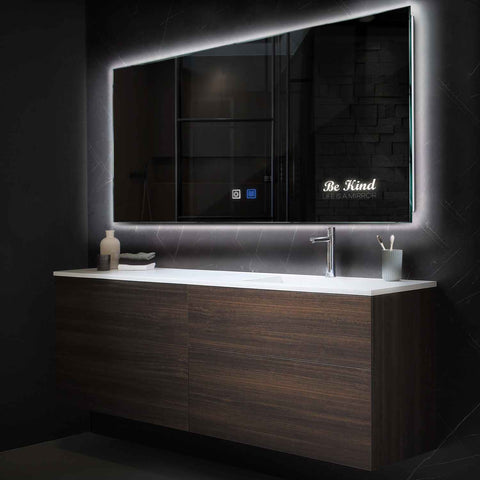 Horizontal LED Mirror | Touch Buttons | Anti-Fog Function | Neutral White Light - Reyze Motivated Series Model 6