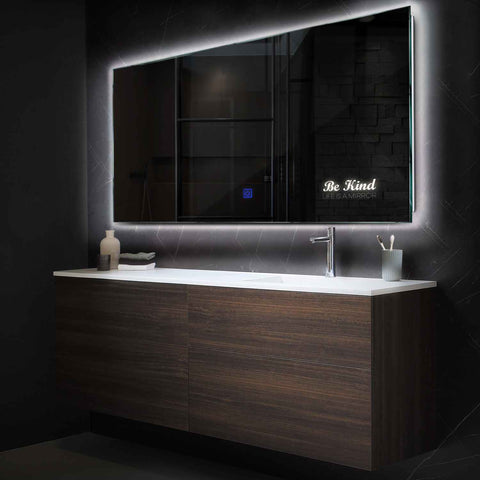 Horizontal LED Mirror | Touch Button | Neutral White Light - Reyze Motivated Series Model 8