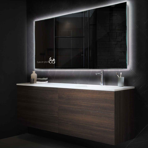 Horizontal LED Mirror | Wall Switch Control | Neutral White Light - Reyze Motivated Series Model 8
