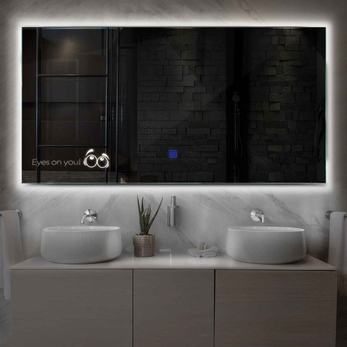 Horizontal LED Mirror | Touch Button | Neutral White Light - Reyze Motivated Series Model 8