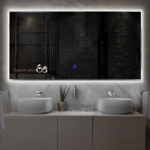 Horizontal LED Mirror | Touch Button | Neutral White Light - Reyze Motivated Series Model 8