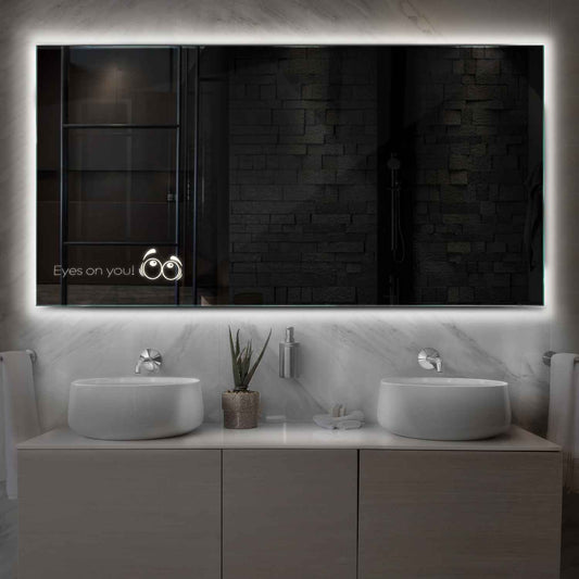 Horizontal LED Mirror | Wall Switch Control | Neutral White Light - Reyze Motivated Series Model 8