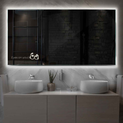 Horizontal LED Mirror | Wall Switch Control | Neutral White Light - Reyze Motivated Series Model 8