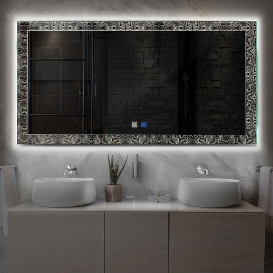 Horizontal LED Mirror | Touch Buttons | Anti-Fog Function | Neutral White Light - Reyze Official Series Model 8
