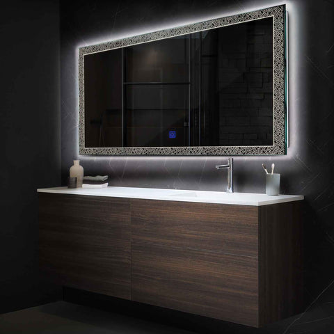 Horizontal LED Mirror | Touch Button | Neutral White Light - Reyze Simetria Series Model 5
