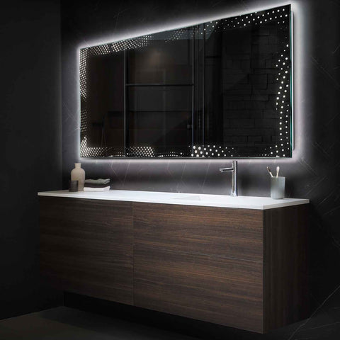 Horizontal LED Mirror | Wall Switch Control | Neutral White Light - Reyze Simetria Series Model 8