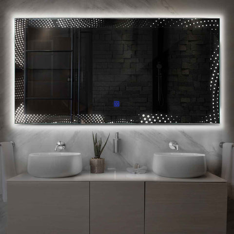 Horizontal LED Mirror | Touch Button | Neutral White Light - Reyze Simetria Series Model 8