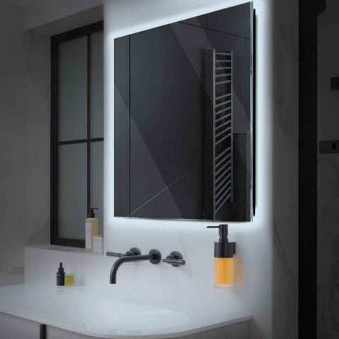 Square LED Mirror | Wall Switch Control | Cool White Light - Reyze Ambient Series Model 1