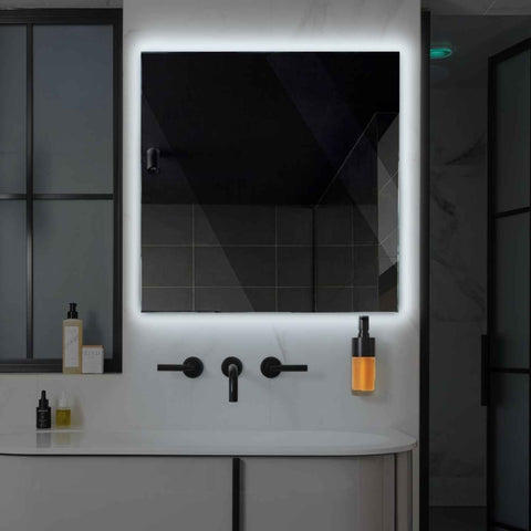 Square LED Mirror | Wall Switch Control | Cool White Light - Reyze Ambient Series Model 1
