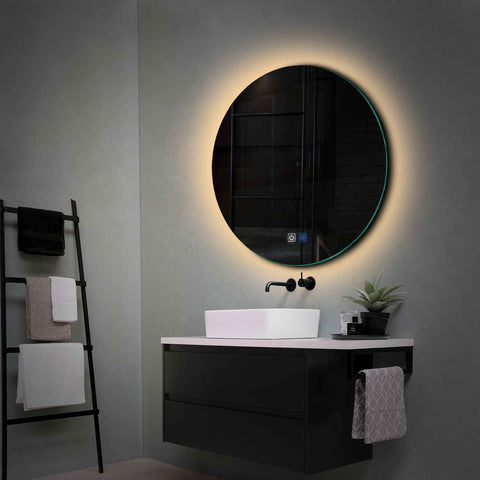 Round LED Mirror | Touch Buttons | Anti-Fog Function | Warm White Light - Reyze Ambient Series Model 1