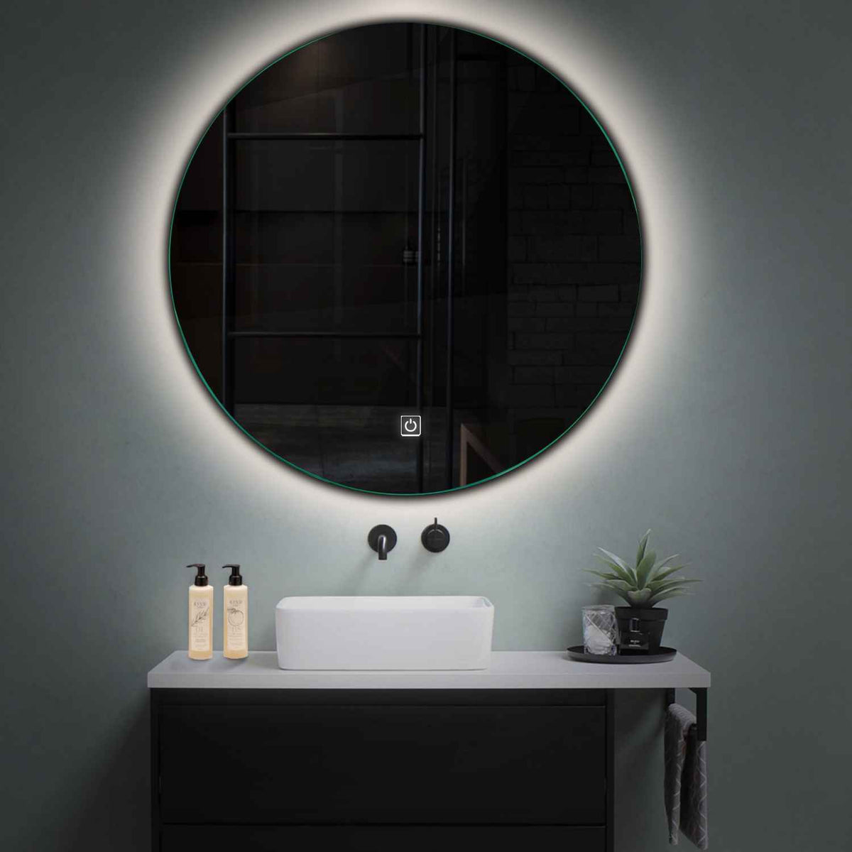 Round LED Mirror | Touch Button | Neutral White Light - Reyze Ambient Series Model 1