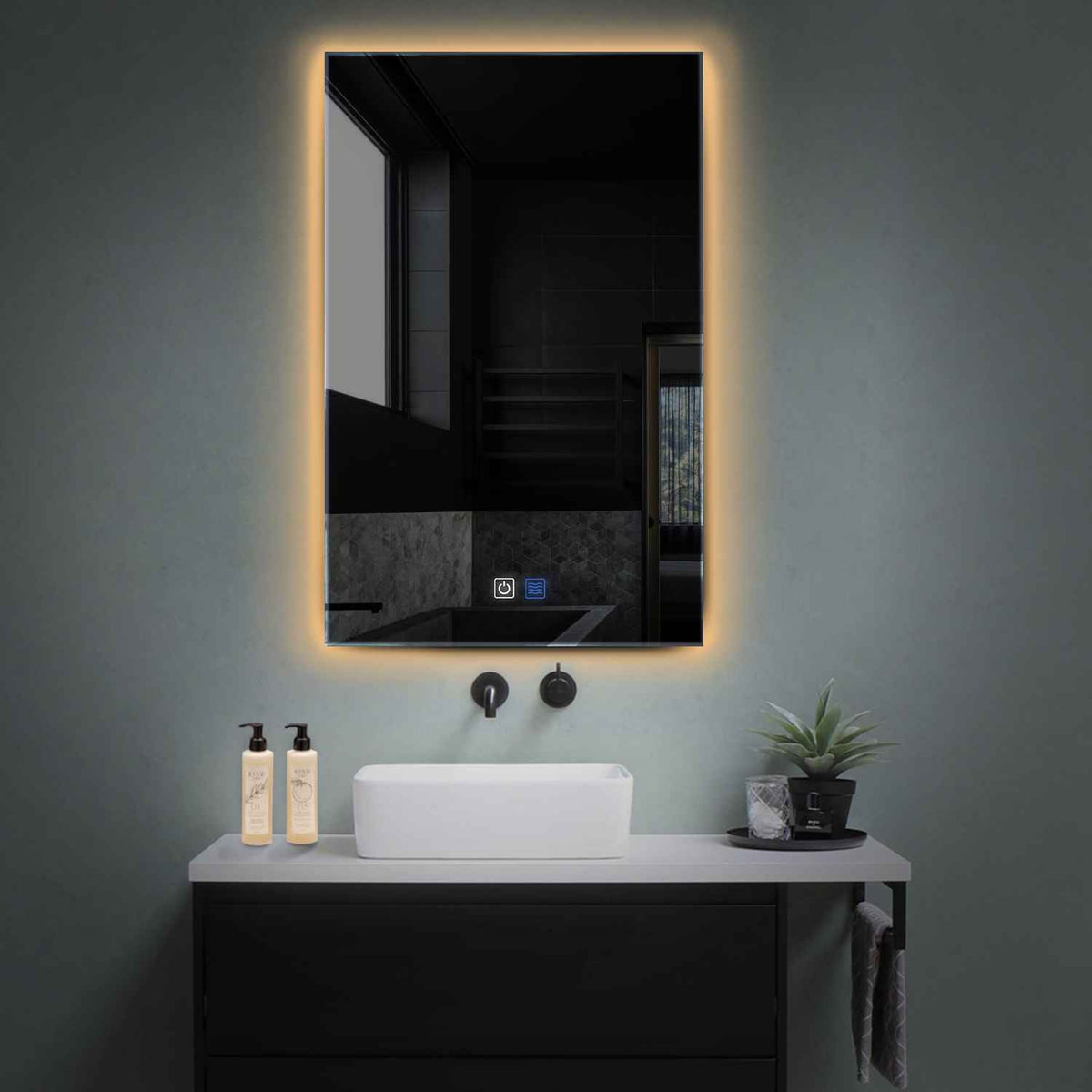 Vertical LED Mirror | Touch Buttons | Anti-Fog Function | Warm White Light - Reyze Ambient Series Model 1