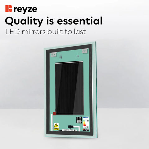 Vertical LED Mirror | Touch Buttons | Anti-Fog Function | Warm White Light - Reyze Edge Series Model 1