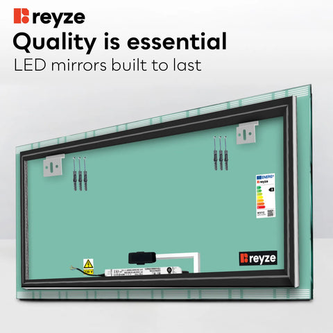 Horizontal LED Mirror | Touch Button | Neutral White Light - Reyze Edge Series Model 3