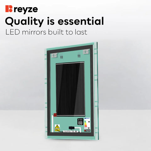 Vertical LED Mirror | Touch Buttons | Anti-Fog Function | Warm White Light - Reyze Edge Series Model 3