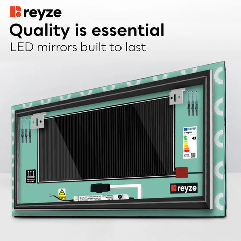 Horizontal LED Mirror | Touch Buttons | Anti-Fog Function | Adjustable Color Temperature - Reyze Edge Series Model 4