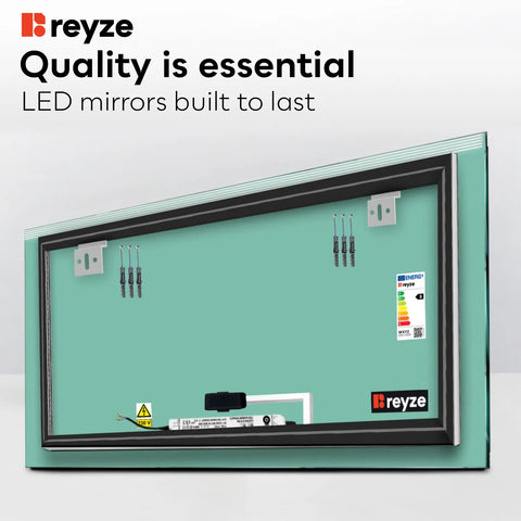 Horizontal LED Mirror | Touch Button | Warm White Light - Reyze Edge Series Model 5