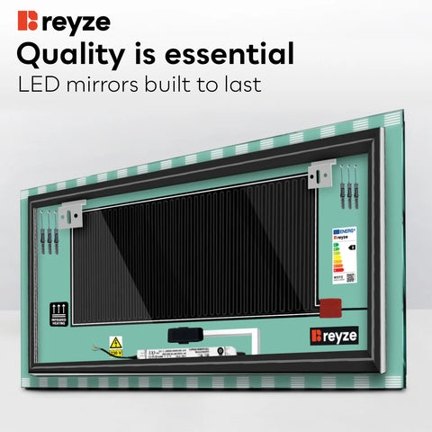 Horizontal LED Mirror | Touch Buttons | Anti-Fog Function | Adjustable Color Temperature - Reyze Edge Series Model 6