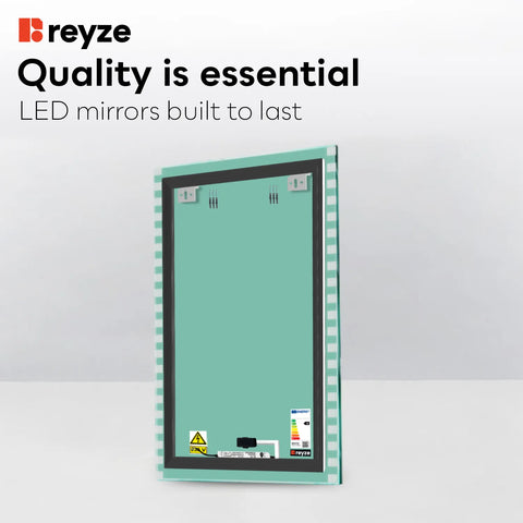 Vertical LED Mirror | Touch Button | Warm White Light - Reyze Edge Series Model 6