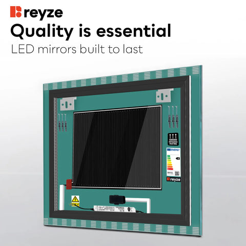 Square LED Mirror | Touch Buttons | Anti-Fog Function | Adjustable Color Temperature - Reyze Edge Series Model 6