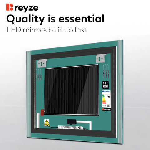 Square LED Mirror | Touch Buttons | Anti-Fog Function | Adjustable Color Temperature - Reyze Edge Series Model 7