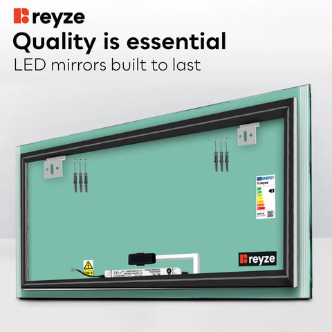 Horizontal LED Mirror | Touch Button | Warm White Light - Reyze Edge Series Model 7