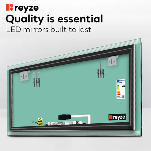 Horizontal LED Mirror | Touch Button | Warm White Light - Reyze Edge Series Model 8