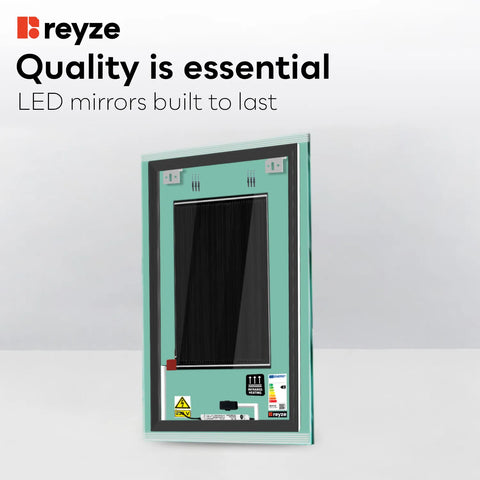 Vertical LED Mirror | Touch Buttons | Anti-Fog Function | Cool White Light - Reyze Edge Series Model 8
