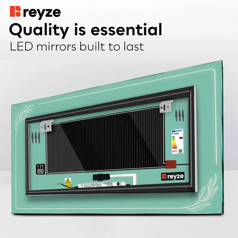 Horizontal LED Mirror | Touch Buttons | Anti-Fog Function | Neutral White Light - Reyze Good Vibes Series Model 1