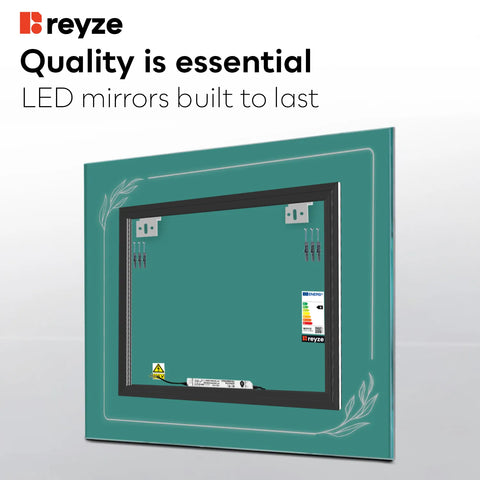 Square LED Mirror | Wall Switch Control | Cool White Light - Reyze Good Vibes Series Model 1