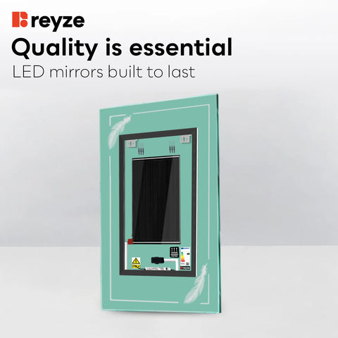 Vertical LED Mirror | Touch Buttons | Anti-Fog Function | Cool White Light - Reyze Good Vibes Series Model 2