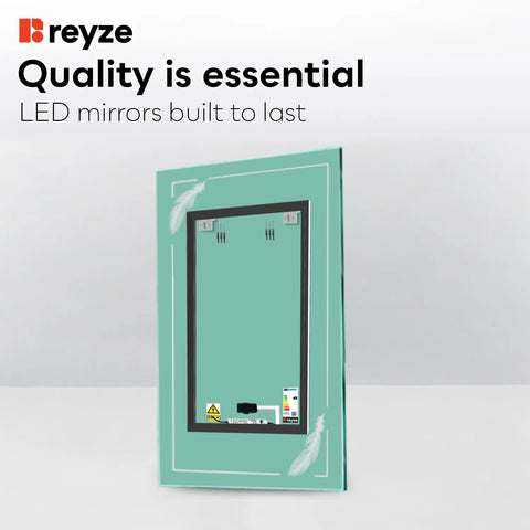 Vertical LED Mirror | Touch Button | Warm White Light - Reyze Good Vibes Series Model 2