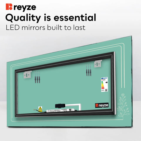 Horizontal LED Mirror | Touch Button | Neutral White Light - Reyze Good Vibes Series Model 3