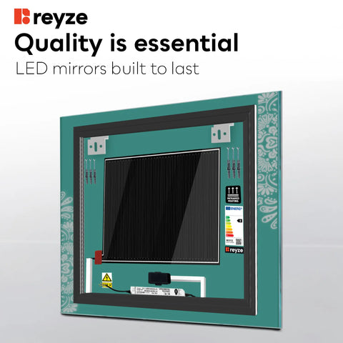 Square LED Mirror | Touch Buttons | Anti-Fog Function | Neutral White Light - Reyze Good Vibes Series Model 4
