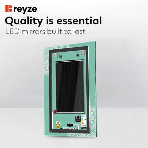 Vertical LED Mirror | Touch Buttons | Anti-Fog Function | Cool White Light - Reyze Good Vibes Series Model 4