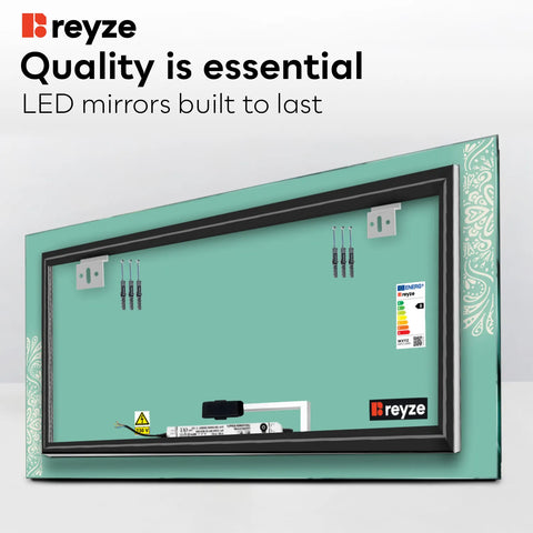 Horizontal LED Mirror | Touch Button | Neutral White Light - Reyze Good Vibes Series Model 4