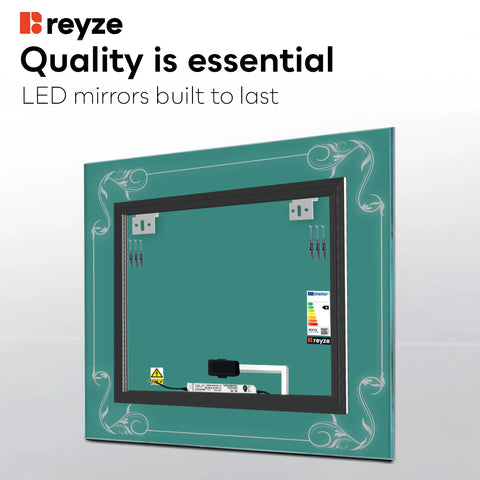 Square LED Mirror | Touch Button | Neutral White Light - Reyze Good Vibes Series Model 5